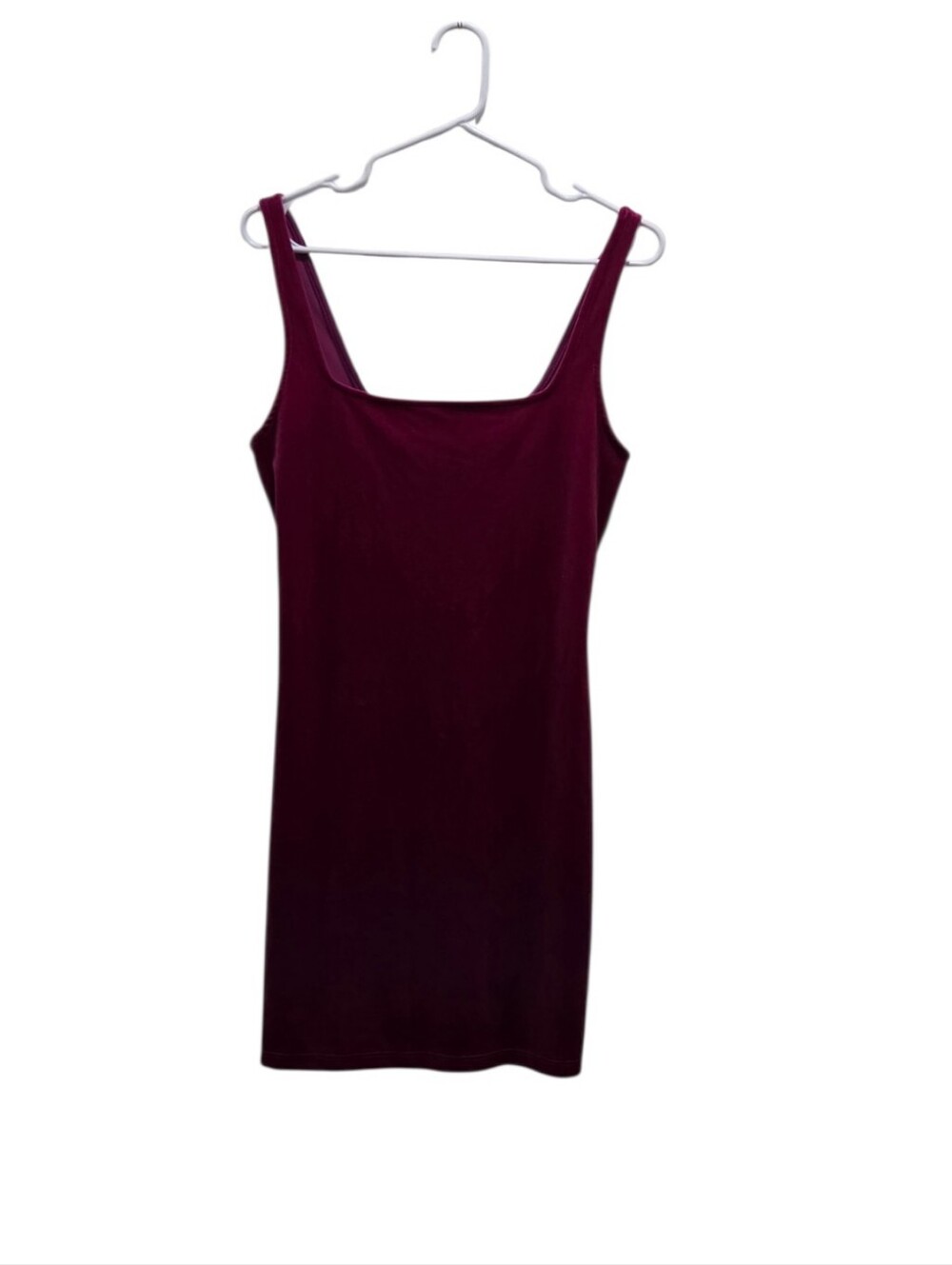 Urban Outfitters M Burgundy Velvet Square Neck Mini Dress Stretch Bodycon Y2K